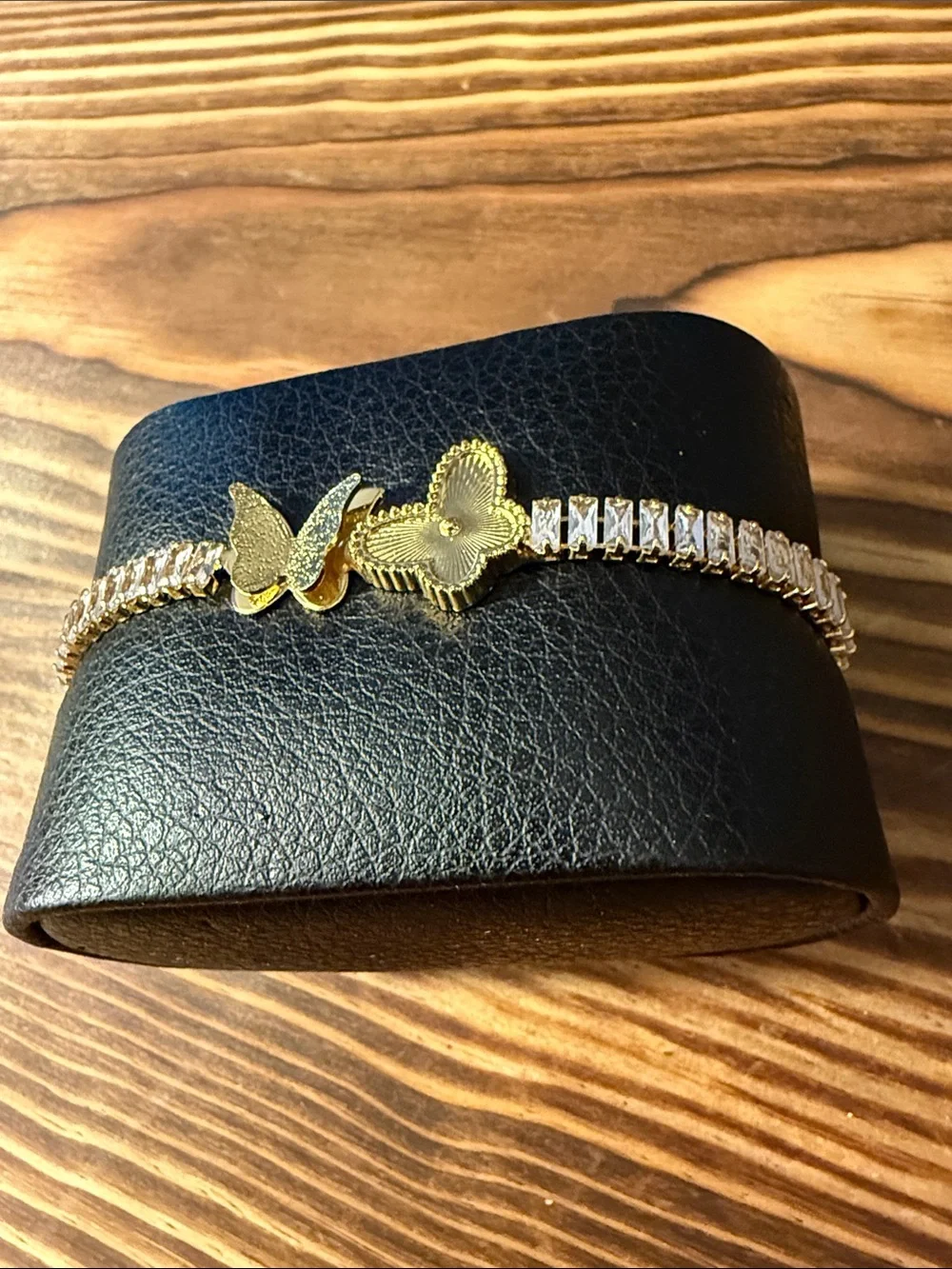 Gold Plated Butterfly & Flower Crystal Bracelet - Women Accessorie